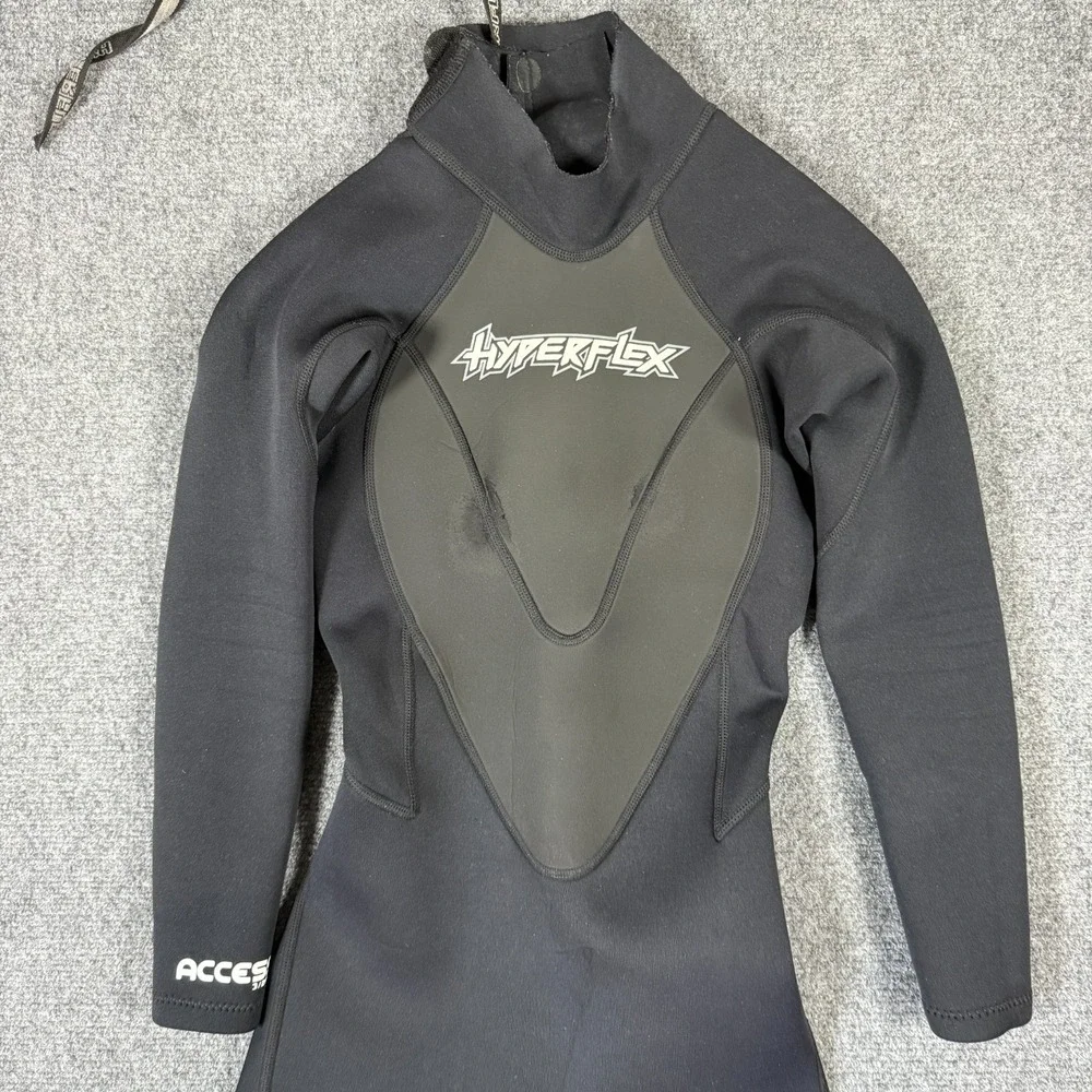 Hyperflex Access 3/2 mm Back Zip Full Wetsuit Black Gray Womens Size 4 #3592